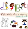 Image for Kids with Music Notes and Symbols Doodle Clipart #1 product