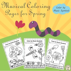 Image for Musical Coloring Pages for Spring {Color by Music Symbols} with answers product