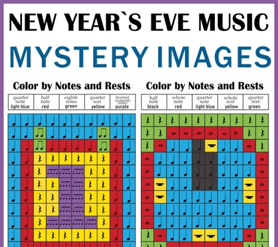 New Year`s Eve Music Color by Note Mystery Pictures