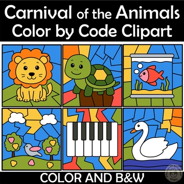 The Carnival of the Animals Color by Code Clip Art