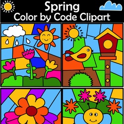 Image for Spring Color by Code Clipart product