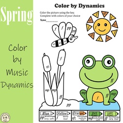 Image for Musical Coloring Pages for Spring {Color by Dynamics} with answers product