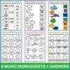 Image for Ocean Animals Music Coloring Pages & Worksheets | Color by Notes and Rests product