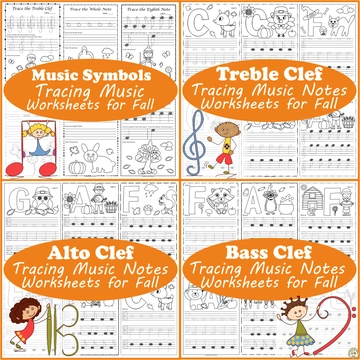 Musical Tracing Worksheets Bundle for Fall