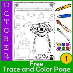Image for Free Halloween Trace and Color Sheet | Fine Motor Activity | Editable product