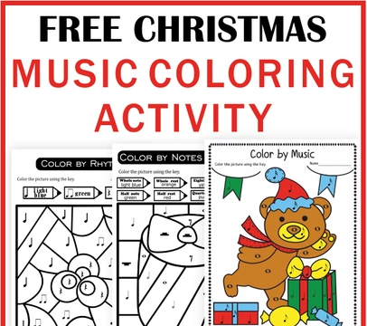 Free Christmas Music Color by Rhythm Worksheets
