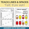 Image for Summer Music Worksheets {Lines/Spaces, High/Low} with answers product