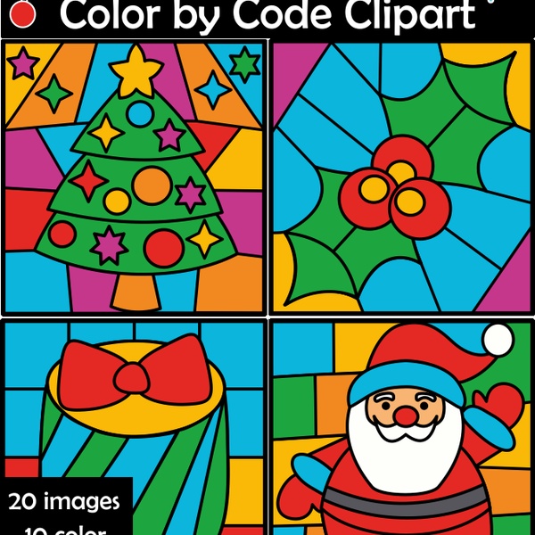 Christmas Color by Code Clip Art