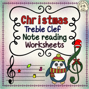 Christmas Treble Clef Note Reading Worksheets