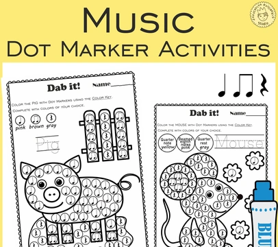 Farm Animals Music Rhythm Dot Marker Activities | Quarter rest