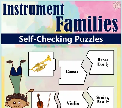 Musical Instrument Families Self-Checking Puzzles
