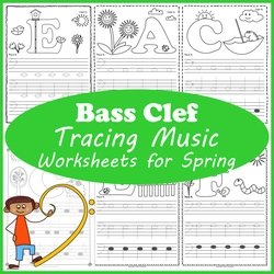 Image for Bass Clef Tracing Music Notes Worksheets for Spring product