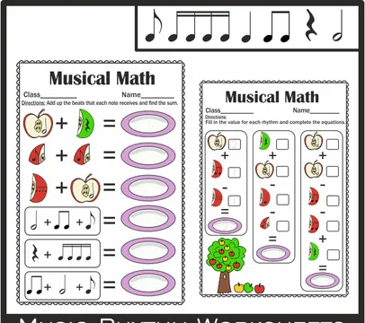 Music Math Worksheets Level 2 | Easy Music Rhythm Activities