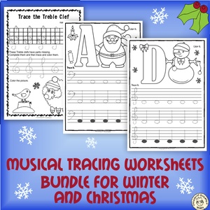 Musical Tracing Worksheets Bundle for Winter and Christmas