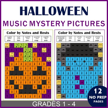 Halloween Music Color by Note Mystery Pictures