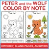 Image for Peter and the Wolf Color by Note Music Worksheets | No Prep Sub Plans product