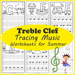 Image for Treble Clef Tracing Music Notes Worksheets for Summer product