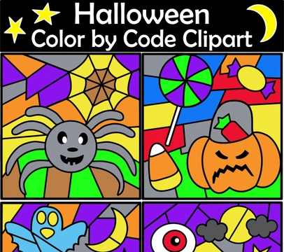 Halloween Color by Number Clip Art