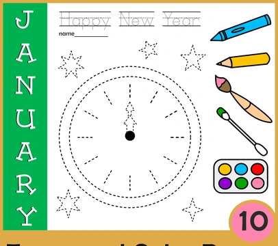 New Year Picture Tracing Worksheets for Pre-K | Pre-handwriting