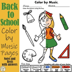 Image for Back to School Color by Music Pages {Notes and Rests} product