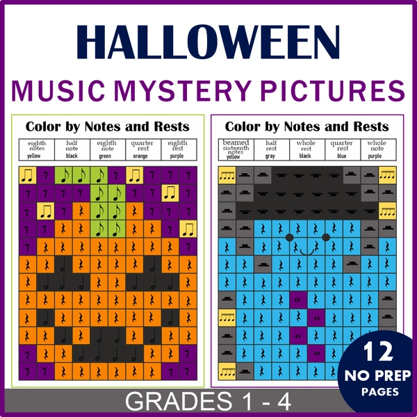 Halloween Music Color by Note Mystery Pictures