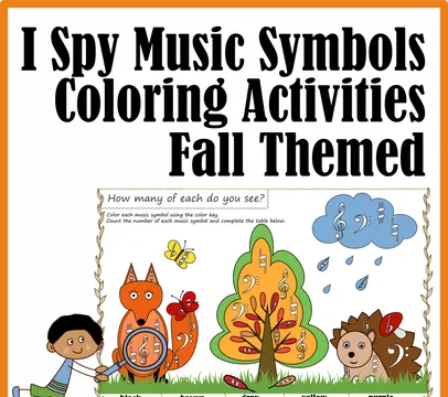 I Spy Music Symbols Coloring Activities | Fall Themed