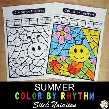Color by Rhythm Summer Themed Pages {stick notation}