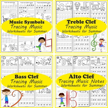 Musical Tracing Worksheets Bundle for Summer
