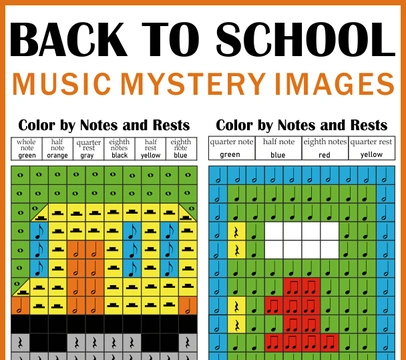 Back to School Music Color by Note Mystery Pictures