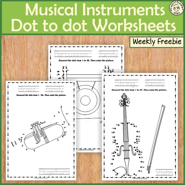 Musical Instruments Dot to dot Worksheets {Weekly Freebies}