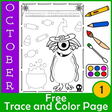 Free Halloween Trace and Color Sheet | Fine Motor Activity | Editable