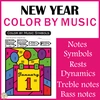 Image for Happy New Year Music Color by Code Worksheets product
