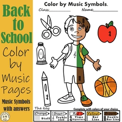 Image for Back to School Color by Music Pages {Music Symbols} product