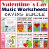 Music Worksheets Saving Bundle for Valentine`s Day