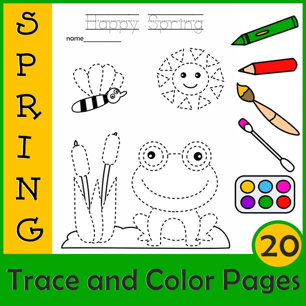 Spring Trace and Color Pages {Fine Motor Skills + Pre-writing}