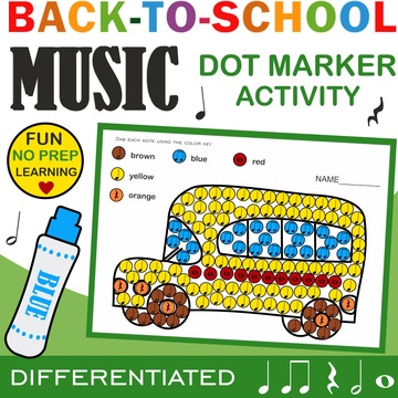 Back to School Music Dot Marker Activities | Music Rhythm Worksheets | 2 Levels
