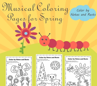Musical Coloring Pages for Spring {Color by Notes and Rests} with answers