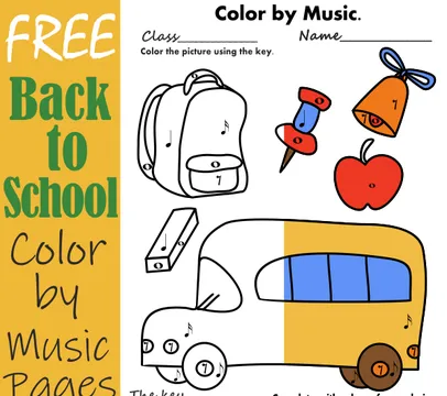 Free Back to School Color by Music Pages