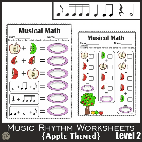 Music Math Worksheets Level 2 | Easy Music Rhythm Activities