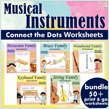 Musical Instruments Dot to dot Worksheets