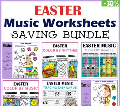 Easter Music Coloring Activities Bundle