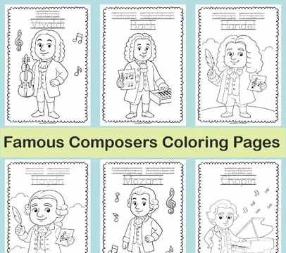 Famous Composers Coloring Pages for Kids | Music History Activities