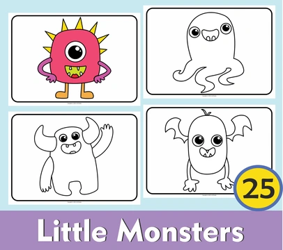 Little Monsters Printable Coloring Pages set # 3