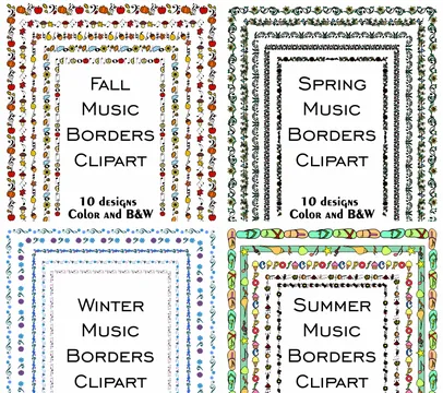 Music Borders Four Seasons Bundle Clipart | Music Frames