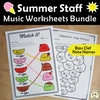 Image for Summer Staff Music Worksheets Bundle product