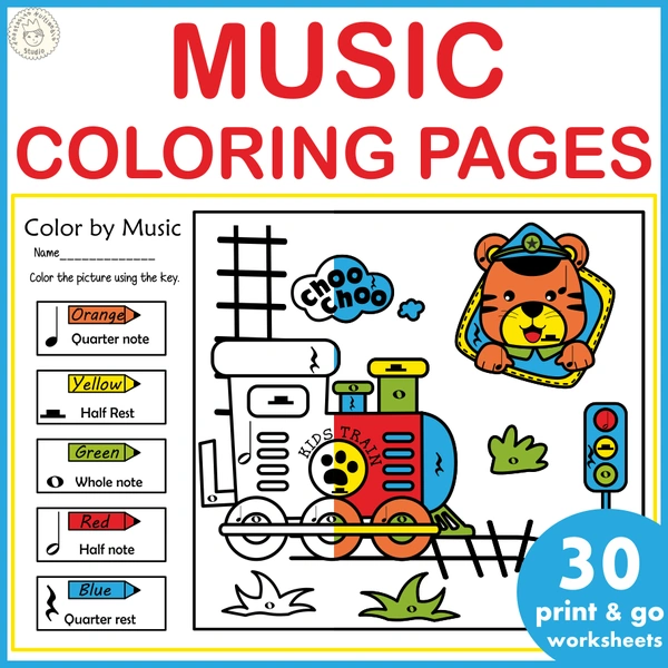 Music Coloring Pages for Beginners | Labor Day Theme