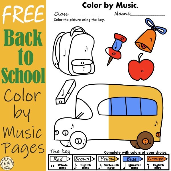 Free Back to School Color by Music Pages