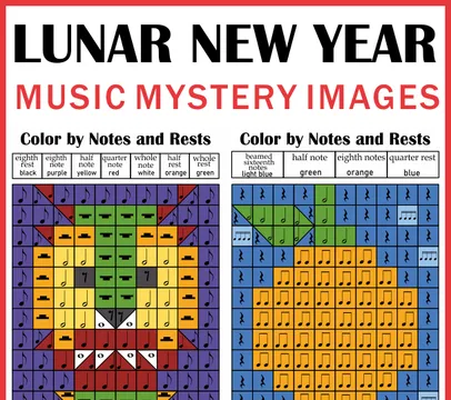 Chinese Lunar New Year Color by Note Mystery Pictures