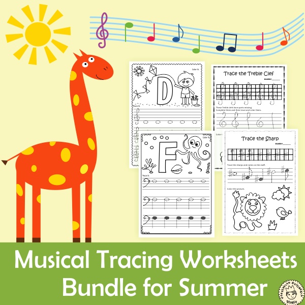 Musical Tracing Worksheets Bundle for Summer