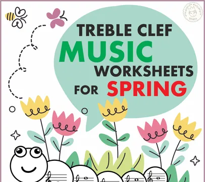 Treble Clef Note Naming Worksheets for Spring